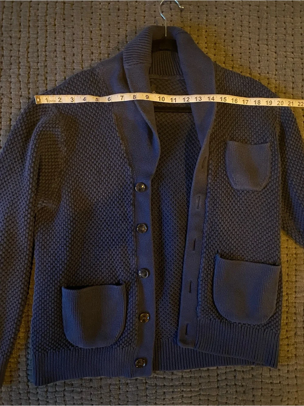 J Crew Men's Navy Shawl Collar Button Sweater Cardigan Size M 100% Cotton